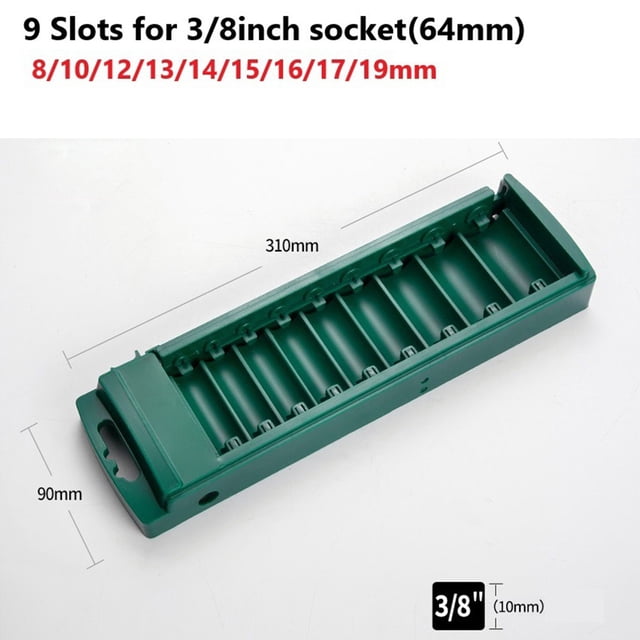 MYG 1pc Socket Organizer Box 3/8 1/4 1/2inch Drive ABS Plastic Socket Clip Rail Holder Empty Socket Storage Toolbox Socket Storage