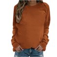 thumbnail image 1 of RKSTN Chandail pour Femmes Mode Couleur Unie Décontracté Manches Longues Col Rond Hauts Coupe Ajustée Chandail à Enfiler Mignon Léger Blouse, 1 of 4