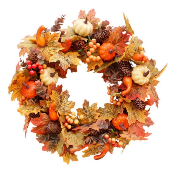 MesaSe Fall Wreaths for Front Door 20 inch  Fall Door Wreath with Pumpkin  Maple Leaves Autumn Thanksgiving Harvest Festival Decorations Indoor and Outdoor