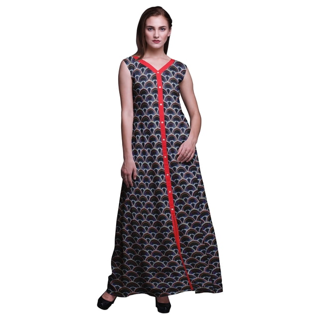 Bimba Robe Shibori Anarkali Bleu Indigo2 pour Femmes, Kurti Imprimée Ethnique Indienne, Longue Kurta, Robe de Soirée, Moyen