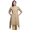 thumbnail image 1 of Bimba Tuniques Indiennes Orange à Motif Cachemire, Feuilles et Roses pour Filles, Haut Décontracté Imprimé pour Femmes, Kurti Ethnique Grande, 1 of 6