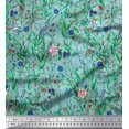 thumbnail image 1 of Soimoi Green polyester Crepe Fabric Leaves & Floral Print Fabric by The Yard 42 Inch Wide, 1 of 3