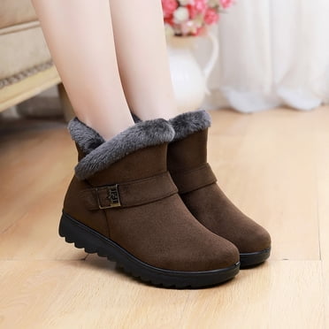 EGNMCR Bottes à la Cheville pour Femmes Grande Taille Isolation Bottes de Neige pour Femmes Bout Rond Chaussures à Enfiler Bottes Décontractées à Fermeture Éclair