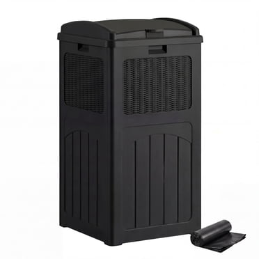 Homall Homes & Gardens Patio 30 Gallon Patio Trash Can Plastic Kitchen Garbage Can,Black