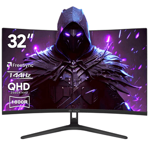 CRUA 32" 144Hz Moniteur de jeu Courbé, QHD(2560x1440) VA Groupe,1800R, FreeSync, 120% sRGB, Lumière Bleue basse, HDMI/DP, VESA Mont mural, noir