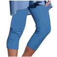 thumbnail image 1 of Yuyuzo Womens Plus Size Capris High Waisted Straight Leg Solid Color Bottom Capri Pants for Women 3/4 Slacks, 1 of 5