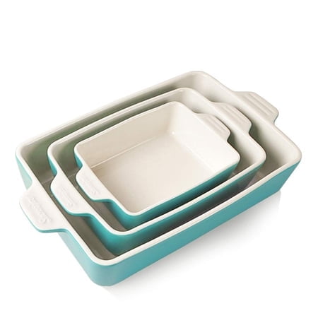 SWEEJAR Ceramic Bakeware Set, Rectangular Baking Dish Lasagna Pans for Cooking, Kitchen, Cake Dinner, Banquet and Daily Use, 11.8 x 7.8 x 2.75 Inches of Baking Pans (Turq