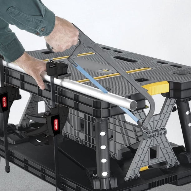 Keter Heavy-Duty Folding Workbench, Portable Work Table with 12