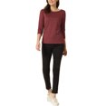 thumbnail image 2 of INSPIRE CHIC Haut à Carreaux Pied-de-Poule pour Femme Manches 3/4 Encolure Bateau Extensible Blouse de Bureau S Carreaux Rouges, 2 of 6