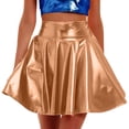 thumbnail image 1 of Jupe Mini Brillante pour Femme Jupe Patineuse Mini Évasée Extensible Taille Haute Plissée Évasée en Ligne Jupe de Danse Ensemble Jupe et Haut pour Femme Café S, 1 of 4