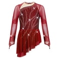 thumbnail image 3 of RUNQHUI Robe de Patinage Artistique à Manches Longues pour Filles, Dos Nu Scintillant, Danse Lyrique Moderne, Bourgogne 8, 3 of 5