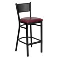 thumbnail image 1 of HERCULES Series Black Grid Back Metal Restaurant Barstool - Burgundy Vinyl Seat, 1 of 6