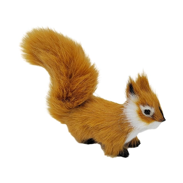 Plush Squirrel Ornament 12cm Holiday Party Plush Doll Simulation Squirrel Model brown