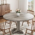 thumbnail image 4 of 47.2" Round Dining Table for 4-6 People, Modern Kitchen Table with Thick Engineered Wood Top and Sturdy Wood Base, Round Dinner Table for Dining Room, Kitchen, Living Room，Grey, 4 of 7