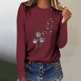 thumbnail image 2 of Pisexur Hauts pour Femmes Mode d'Automne T-Shirt à Imprimé Graphique Amusant Col Rond Manches Longues Chemises pour Femmes Chic Décontracté Hauts de Sortie Confort Polyvalent Blouses Légères, 2 of 5