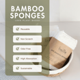 thumbnail image 2 of Beille 100% Bamboo Dish Sponges Kitchen Essentials Cleaning Supplies 4pk, 2 of 9