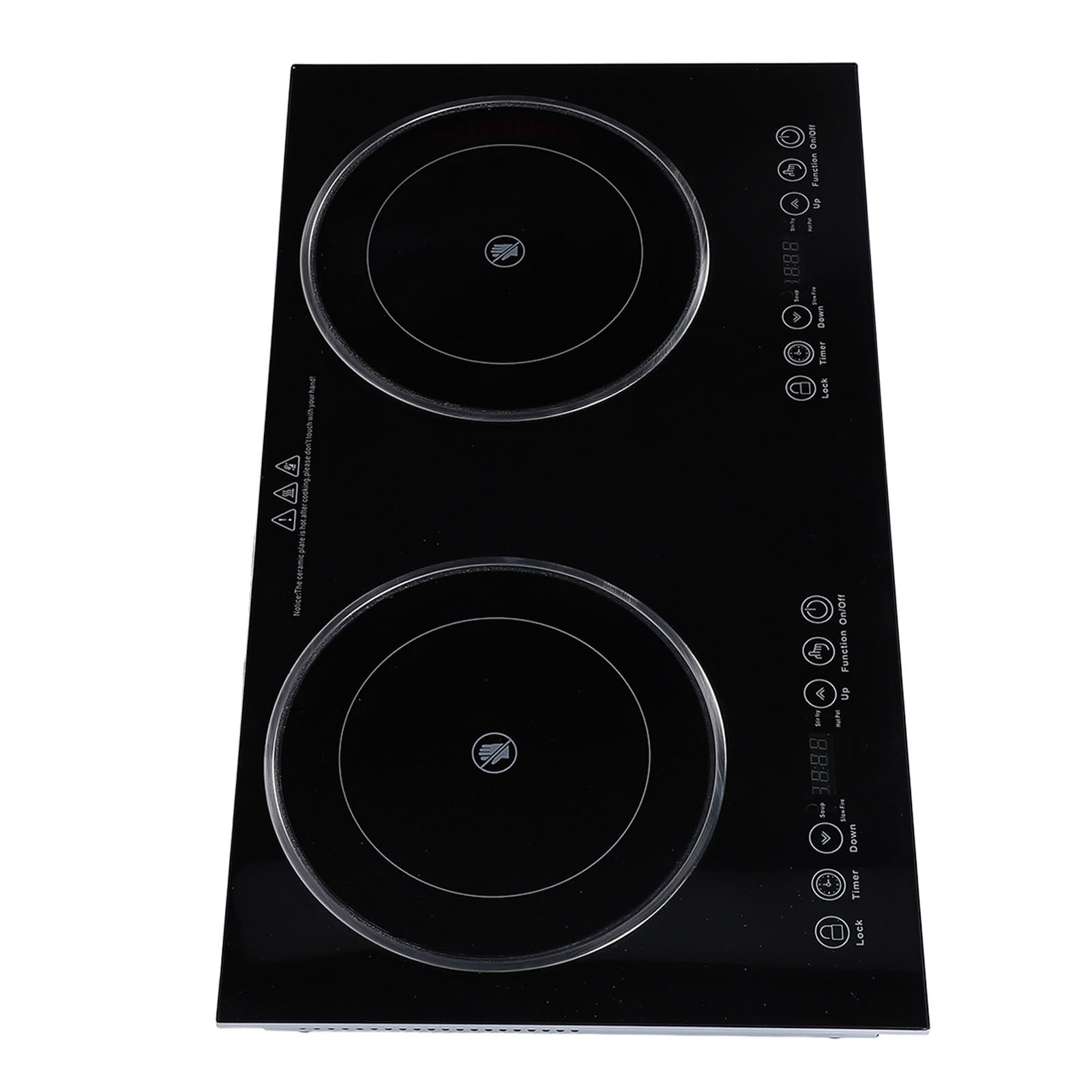 Ceramic Electric Cooktop, Double Burner 2000 Watt, Touch Control Stove Top for Countertop, Built in Timer, Child Lock, LED Reservation Function, Over Temperature Protection