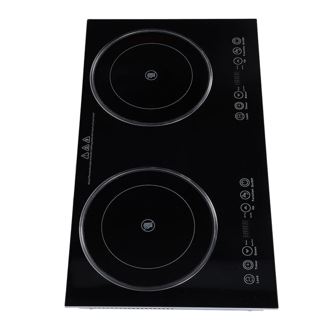 Ceramic Electric Cooktop, Double Burner 2000 Watt, Touch Control Stove Top for Countertop, Built in Timer, Child Lock, LED Reservation Function, Over Temperature Protection