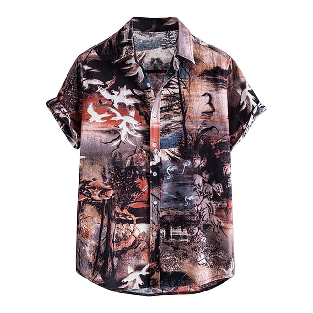 Chemise Décontractée pour Homme à Manches Courtes Style Hawaïen de Vacances Blouse T-shirt