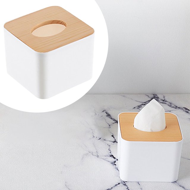 Oleegame 1PC Spoon And Lid Rest Wooden Tissue Box With Multiple Of Tissue Storage Container Pink