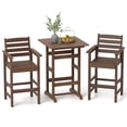 thumbnail image 2 of Costway Ensemble de Bar de Patio en HDPE 3 Pcs Fauteuils avec Table Haute Carrée Repose-Pieds Dossier Brun, 2 of 10