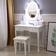 thumbnail image 4 of Ktaxon Vanity Table 10 LED Lights, 5 Drawers Makeup Dressing Desk with Cushioned Stool Set,Bedroom Vanities Set White, 4 of 5