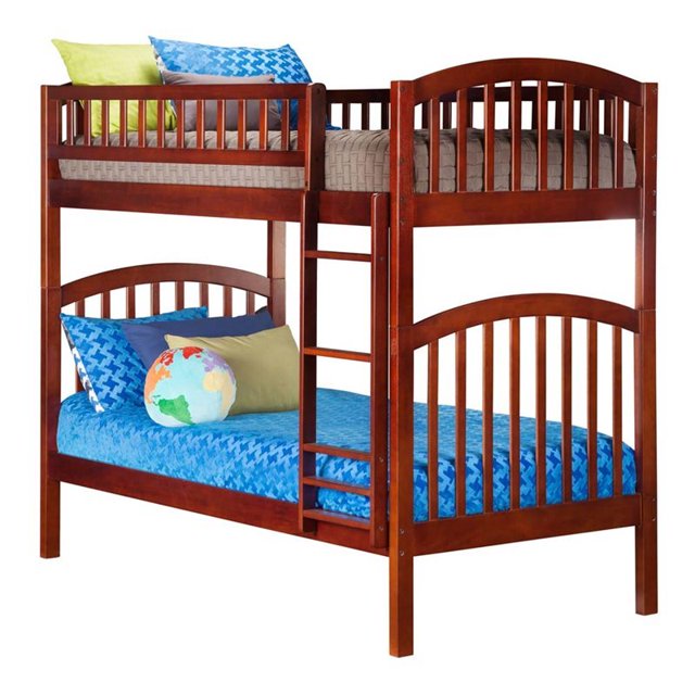 Leo & Lacey Twin Over Twin Bunk Bed in Walnut