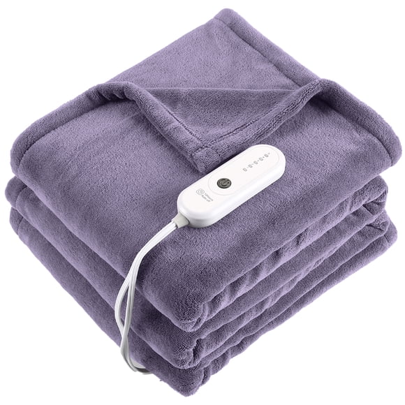 TRUSTWARMTH Electric Heated Blanket Twin Size - 62"x84" Electric Blanket with 5 Heating Levels and 10 Hours Auto off, Ultra Soft Coral Fleece, Lavender Purple