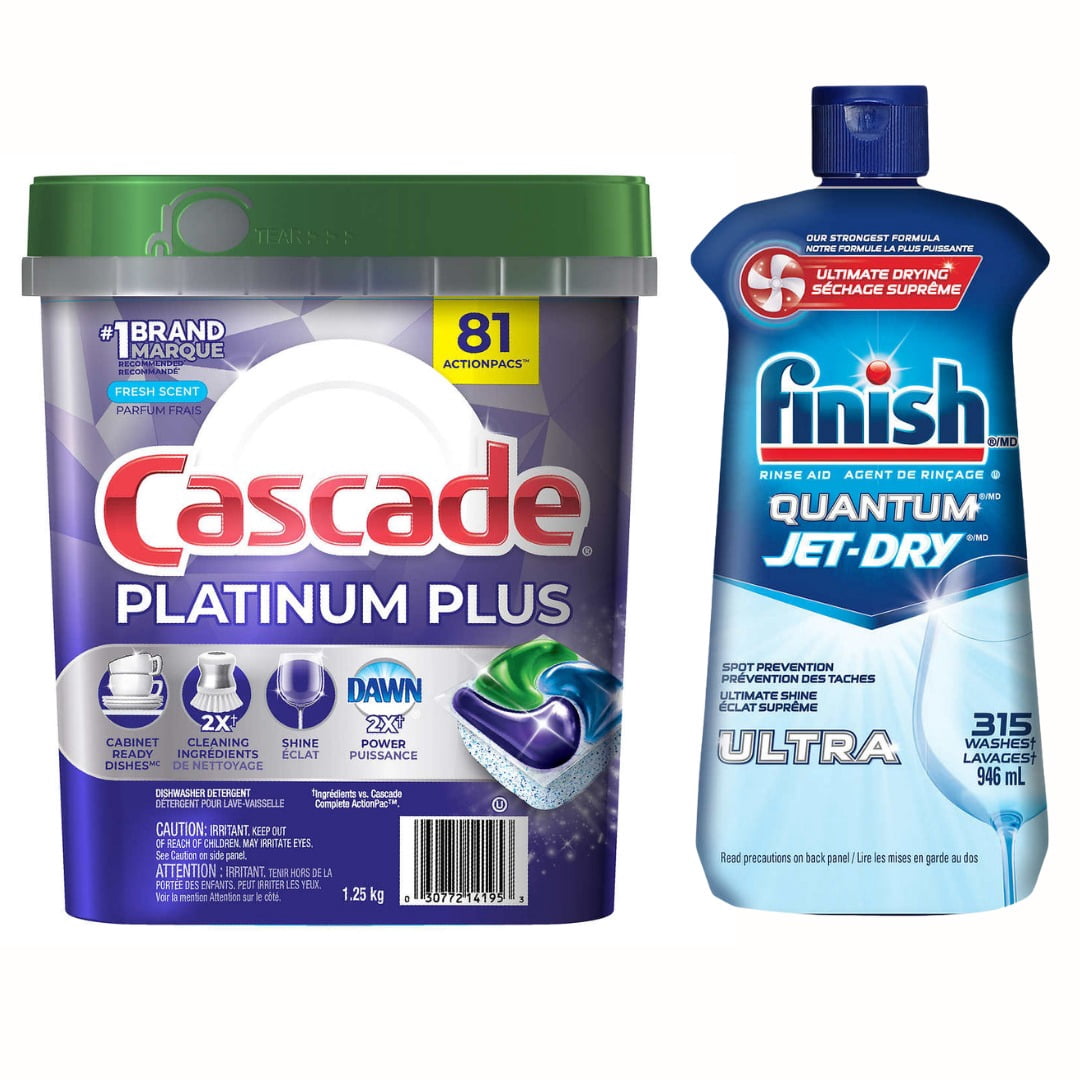 Cascade Platinum Plus Action Pacs with Finish Quantum Jet-Dry Ultra Rinse Agent