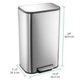 thumbnail image 2 of 5.3 Gallon Trash Can, Stainless Steel Garbage Can, Small Rectangular Trash Can with Soft Close Lid Foot Pedal & Inner Bucket for Kitchen Home Office Bedroom Living Room (20 Liter), 2 of 8