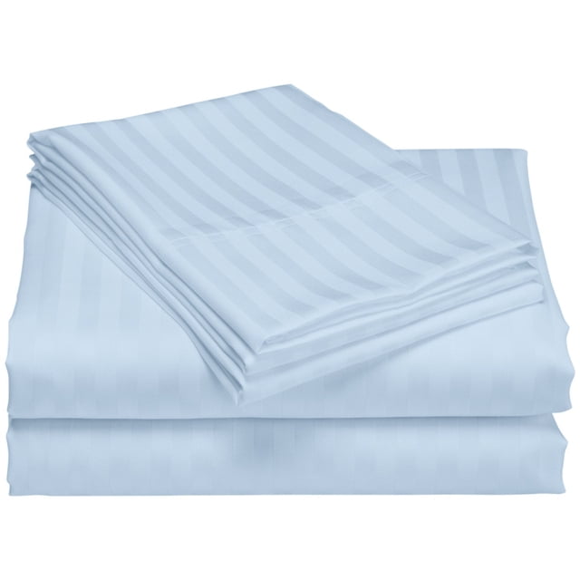 Hotel Collection 1200 Super Soft & Wrinkle Free Luxurious Stripe 6-Piece Sheet Set (Full, Blue)