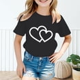 thumbnail image 2 of LUOGENLI T-Shirt pour Filles Enfant Filles Mignon Graphique Col Rond Manche Courte Tee Été Décontracté T-Shirt Maxi Hauts Ensembles Filles Tenue 2 Pcs Floral Noir 8-9 Ans, 2 of 5