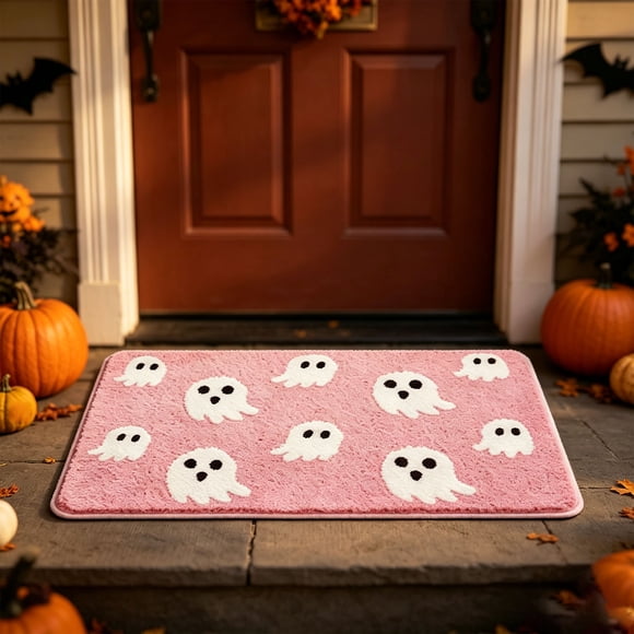 Aoznliie Tapis de Porte, Tapis de Bienvenue Antidérapant d'Halloween avec Fantôme pour Porche, Paillasson Mignon 16x24 Pouces pour Porte d'Entrée, Multicolore