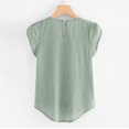 thumbnail image 3 of Chemise Décontractée pour Femme en Chiffon Uni à Manches Courtes et Col Rond, Blouse à Manches Courtes (Vert Armée, TG), 3 of 6
