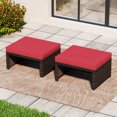 thumbnail image 2 of Costway 2 Pcs Ottomans en Rotin PE pour Patio avec Coussins à Fermeture Éclair Doux pour Terrasse Extérieur Rouge, 2 of 9