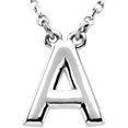 thumbnail image 1 of Precious Stars Unisex Sterling Silver Block Font A Initial Necklace, 1 of 2