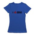 thumbnail image 1 of T-shirt Bleu Royal pour Femmes avec Citation Graphique "I Love Geeks", 1 of 1
