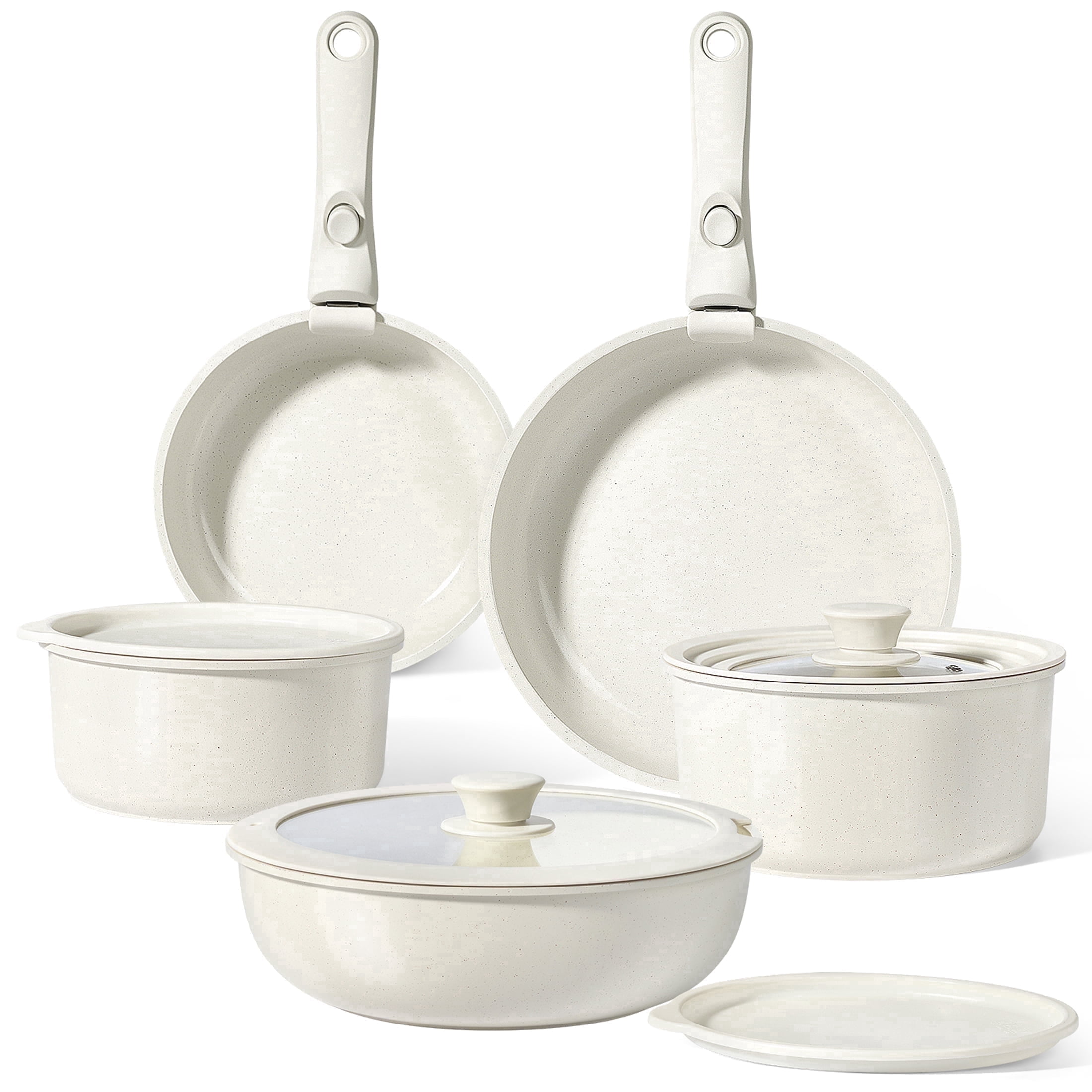 Refurbished Gipphau Gipp 11-Piece Ceramic Nonstick Cookware Set with Removable Handles