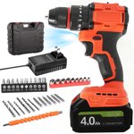 SUSUZI Ensemble de perceuses sans fil, kit de perçage électrique avec batterie et chargeur, 3/8-Inch Chuck sans clé