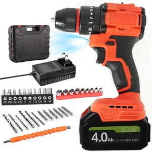 SUSUZI Ensemble de perceuses sans fil, kit de perçage électrique avec batterie et chargeur, 3/8-Inch Chuck sans clé