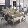 thumbnail image 4 of Tribesigns 78.74-Inch Large Conference Room Table, Modern Office Meeting Seminar Table Desk with Metal Legs and Adjustable Foot Pads, Seats 6-8 People, Oak Finish ( 4 PCS), 4 of 5