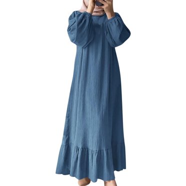 2025 Womens Abaya Long Sleeve Dress and Scarf Set for Women Prayer Clothes