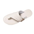 thumbnail image 1 of Slide Sandals for Women Flat Toe Ring Buckle Decor Leather Non Slip Beach Summer Sandals Beige, 1 of 9