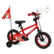 Costway 12" Kids Bicycle with Training Wheels, Handbrake & Coaster Brake, Flag & Music