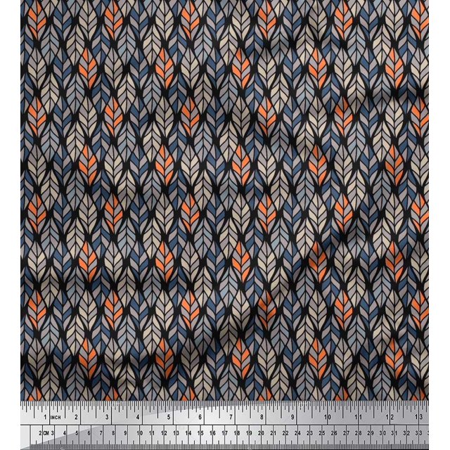 Soimoi Rayon Fabric Leaves Small Fabric Prints by Yard 42 Inch Wide