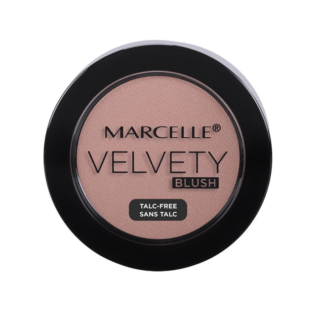 Marcelle Fard à Joues en Poudre Velouté Fard à Joues Rond Noir compact avec Couvercle Transparent Mettant en Valeur une Poudre Rose Douce, Sans Talc et Enrichi en Vitamine E pour une Finition de Maquillage des Joues Lisse et Naturelle, Idéal pour Estomper Facilement et Rehausser l'Éclat Naturel.