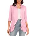thumbnail image 2 of Hauts à Manches 3/4 pour Femmes Mode Décontractée Confortable Cardigan Couleur Unie Blouse Cardigan à Manches 3/4 pour Femmes Blouses et Hauts Mode Hauts pour Femmes Manches 3/4, 2 of 6