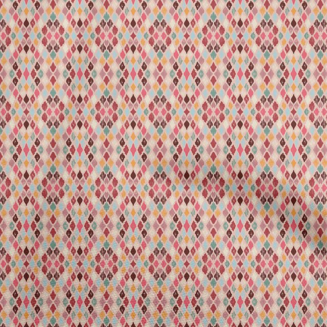 oneOone Viscose Jersey Peach Fabric Asian Ikat Craft Projects Decor Fabric Printed by The Yard 60 Inch Wide