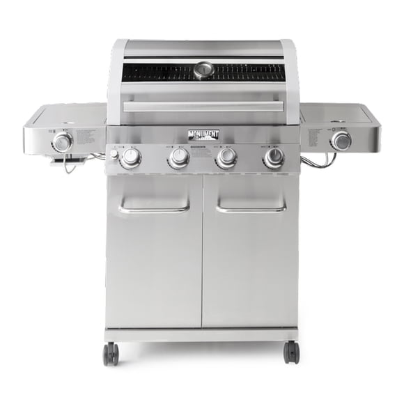 Monument Grills Clearview Lid 4 Burner with Side Sear Burner Propane Gas Grill