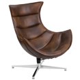 thumbnail image 1 of Bomber Jacket Leather Swivel Cocoon Chair, 1 of 6